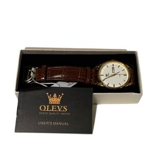 OLEVS Men's Gold and Brown Watch